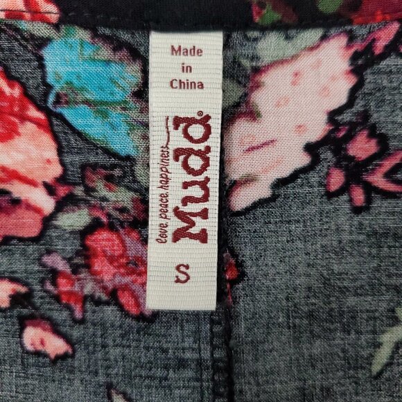 🚨073 Mudd Floral V Neck Black  Mini Dress - Picture 2 of 7